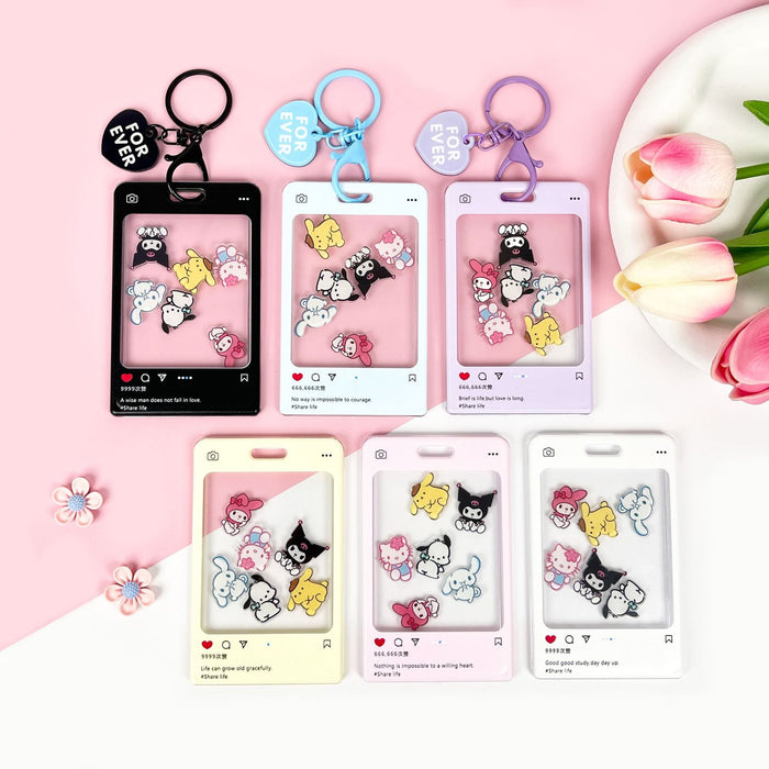 Wholesale Acrylic Sliding Cover Transparent Card Bag Keychain JDC-KC-BoWen003