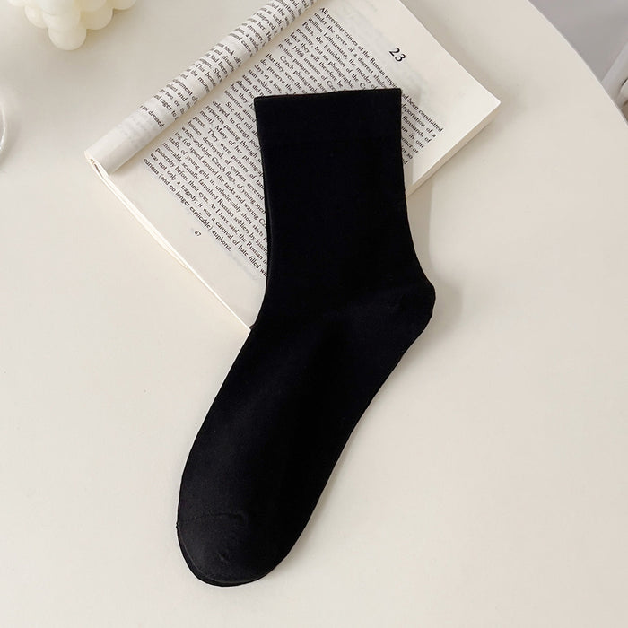 Wholesale Pure cotton boneless socks, children's mid tube socks, loose mouth solid color stacking socks