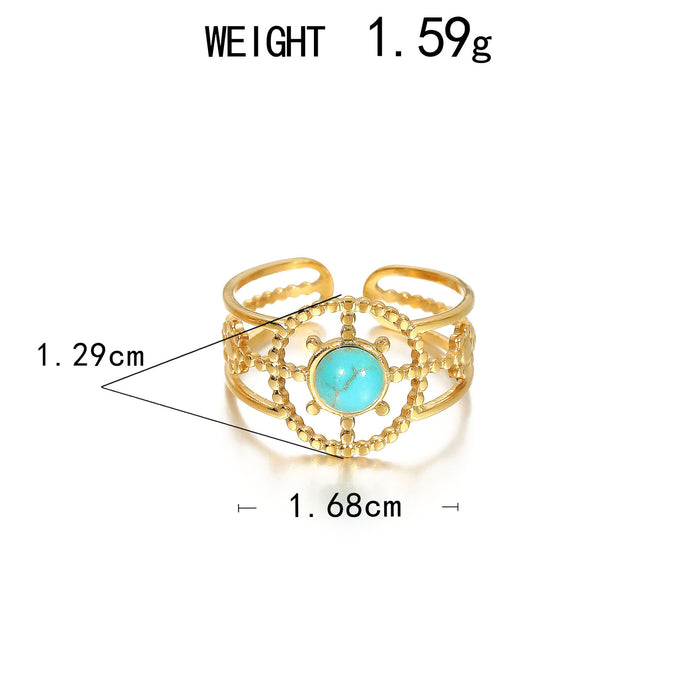Wholesale Stainless Steel Open-Band Turquoise Rings