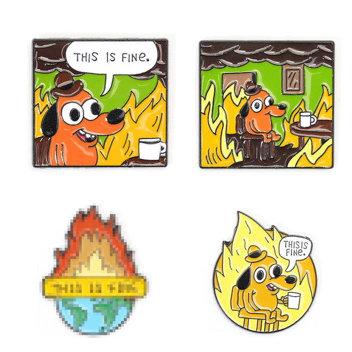 Wholesale Electroplated Metal Cartoon Dog Coffee Brooch This Is Fine Letter Badge For Gift And Fashion Accessory
