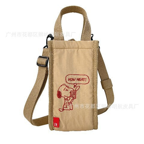 Wholesale New Dog Handbag Cute Cartoon Water Cup Bag Diagonal Cross Handbag Embroidered Portable Cup Cover Bag
