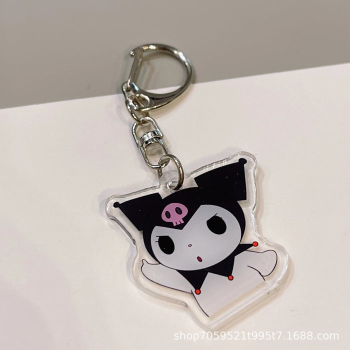 Wholesale Double-sided Keychain Cute Cartoon Book Bag Pendant Transparent Pendant Acrylic Keychain for Men and Women