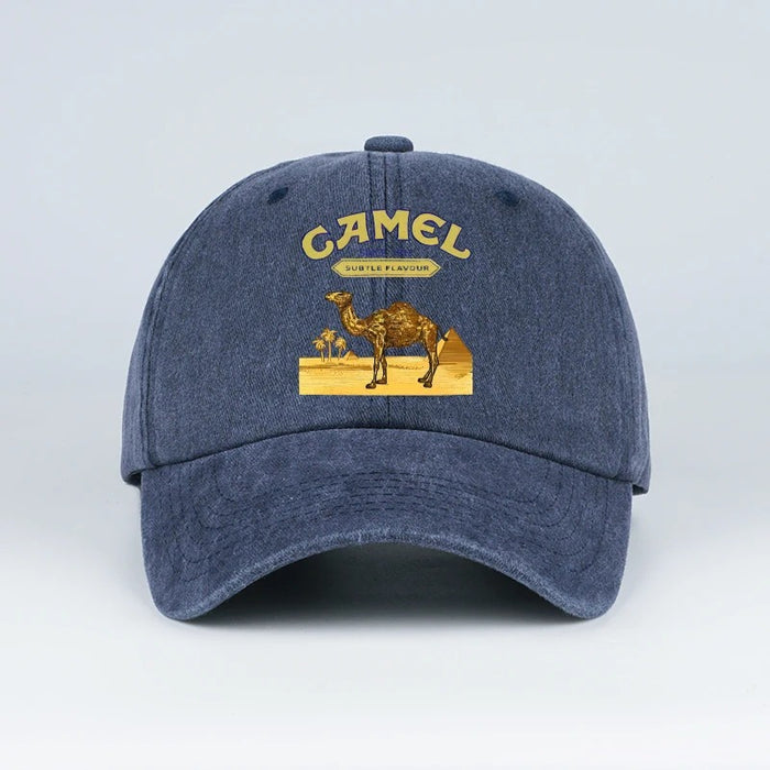 Wholesale Vintage Camel Print Washed Baseball Cap Stylish American Retro Adjustable Peaked Cap