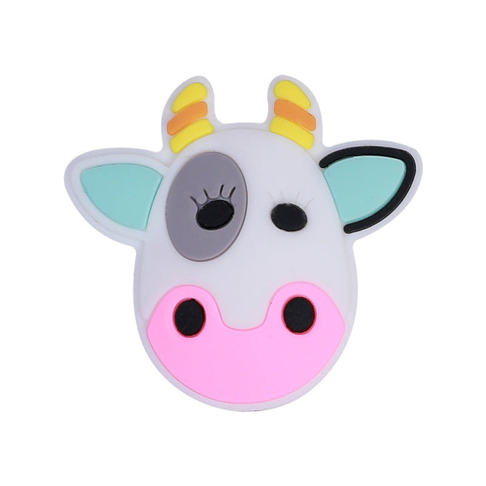 Wholesale 20PCS Cartoon Bull Head DIY Beaded Pen Ornaments Silicone Beads JDC-BDS-RongF004