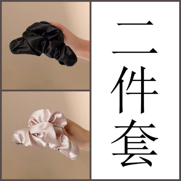 Wholesale Flash pleated grip satin high-end feel, shark clip at the back of the head, simple hair clip, fashionable headwear