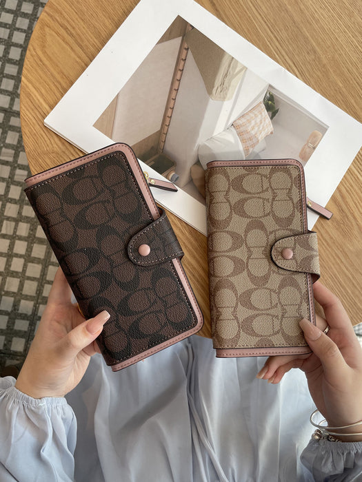 Wholesale PVC Apricot Powder Letter Print Long Wallet Trendy Fashion Accessory for Daily Use