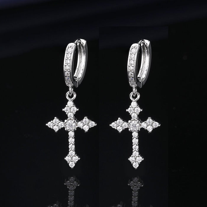 Wholesale cross zircon hoop earrings