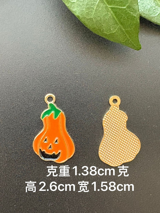 Wholesale  Pumpkin Head DIY Jewelry Accessories Yellow Zinc Alloy Charms For Necklace Bracelet Earrings Keychain Party Gift