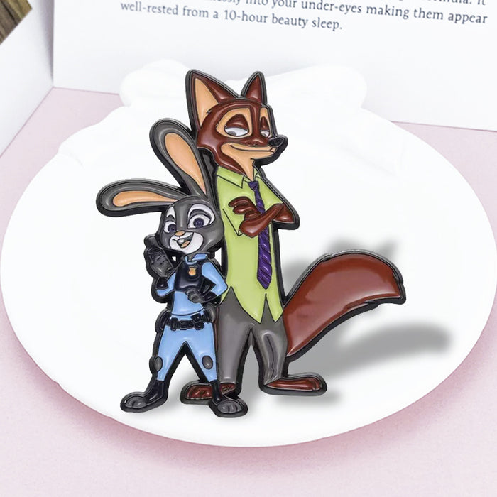 Wholesale Chic Cartoon Rabbit Fox Brooch Creative Painted Metal Pin for Bags Clothes Anime Accessory MOQ≥2