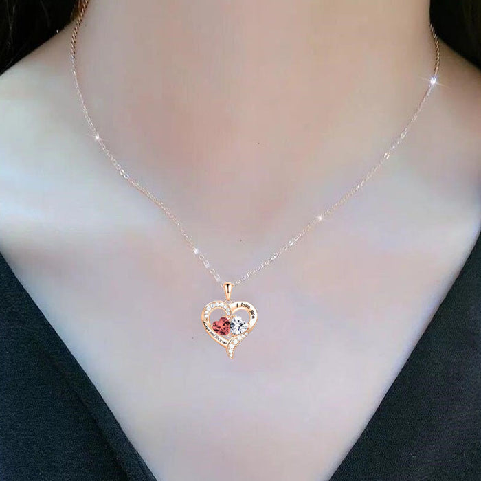 Wholesale Heart-shaped zinc alloy double heart pendant necklaces