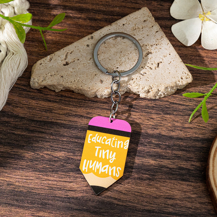 Wholesale Campus-themed wooden pencil pendant cute keychain