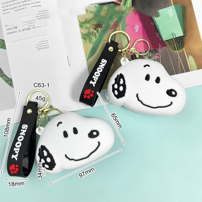 Wholesale 5pcs Cartoon Coin Purse Keychain White Dog Key Bag Pendant Men's and Women's Accessories
