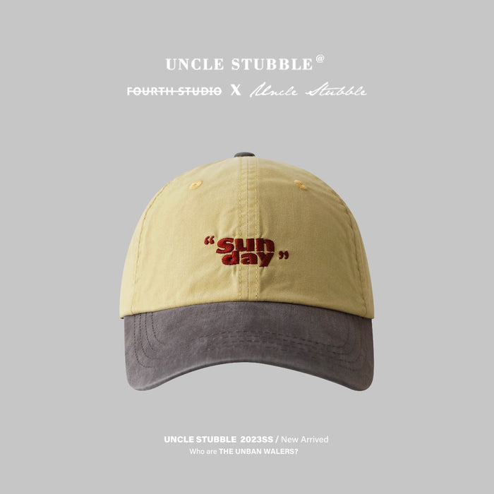 Wholesale Small niche color blocking design duckbill cap, personalized and fashionable outdoor retro sports hat, soft top baseball cap
