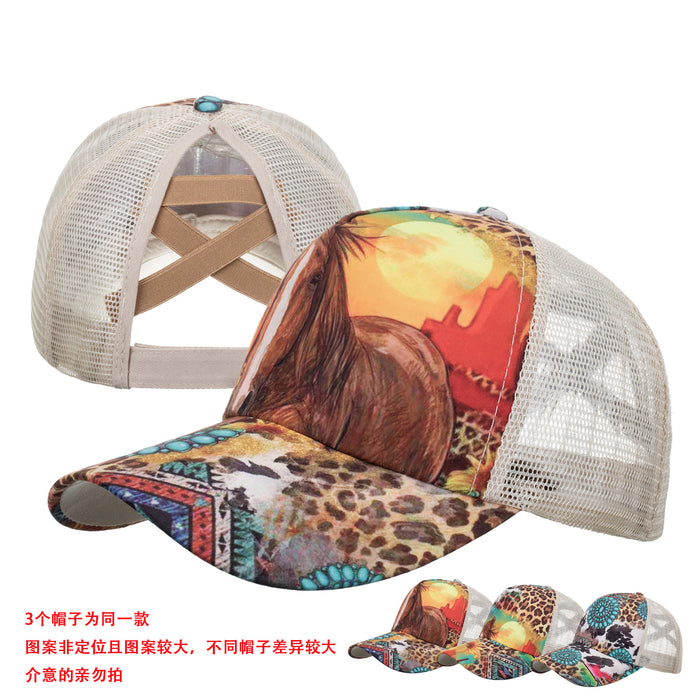 Wholesale Cotton Polyester Cross Ponytail Baseball Hats JDC-FH-ZhongMei001