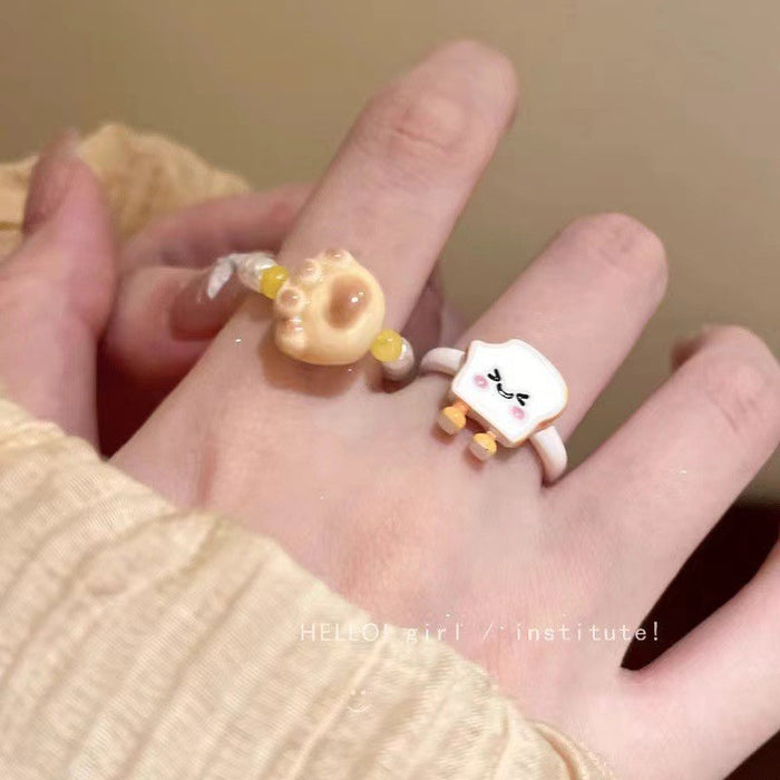 Wholesale Pearl ring, niche, simple, open mouth, index finger ring, versatile and elegant ring