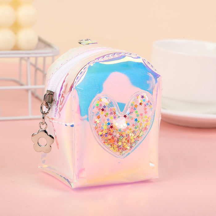 Wholesale Small backpack coin purse holographic jelly mini key pouch