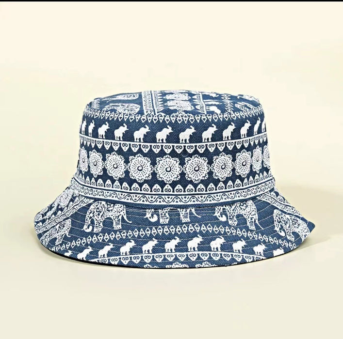 Wholesale geometric graffiti retro fisherman hat printed double-sided all-match basin hat outdoor sun hat