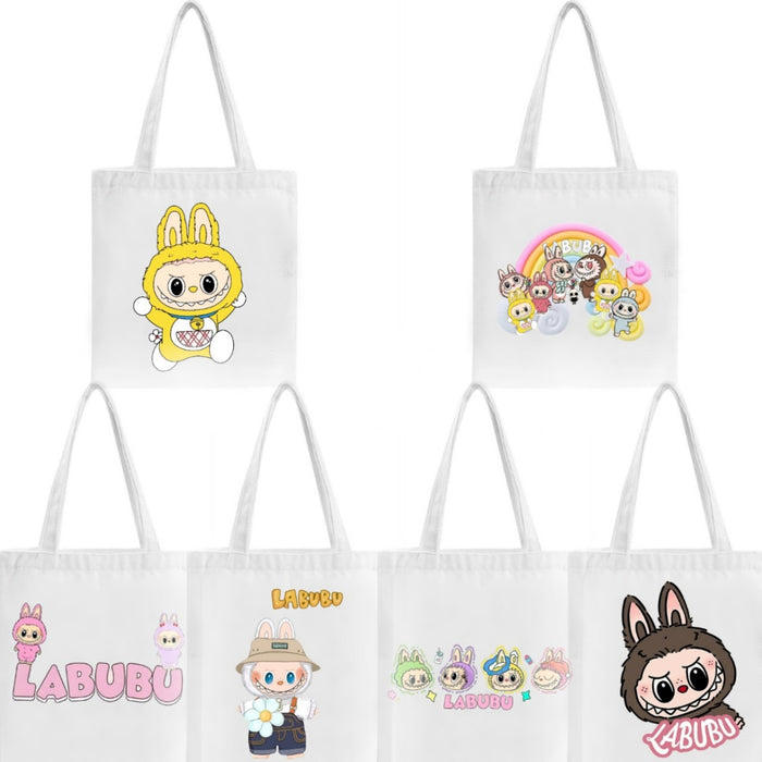 Wholesale Large capacity cute cartoon print white canvas shoulder bag