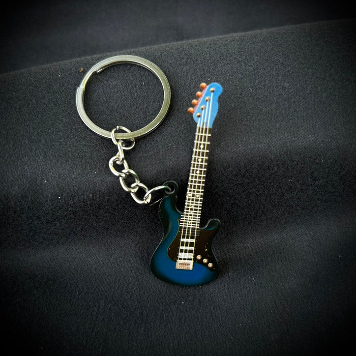 Wholesale Stainless Steel Color Printed Embossed Guitar Keychain JDC-KC-DianHe001