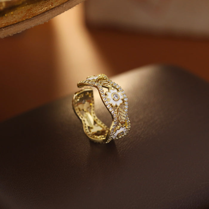 Wholesale Camellia ring, exquisite glazed index finger ring