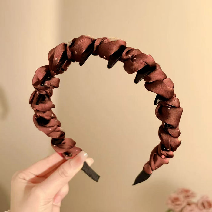 Wholesale High forehead headband with teeth wavy design non slip  f hair clip headband