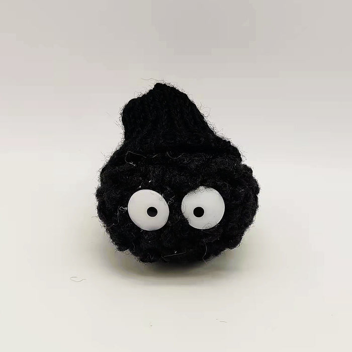 Wholesale Coal ball keychain plush pendant cartoon knitted DIY accessory