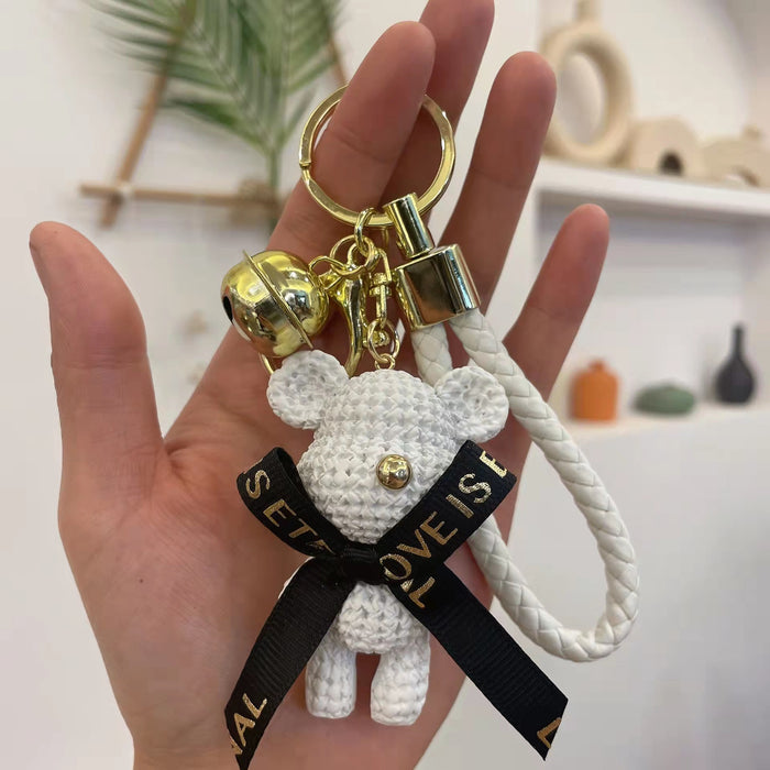 Wholesale resin wool bear doll keychain pendant female cute couple bag ornaments car keychain