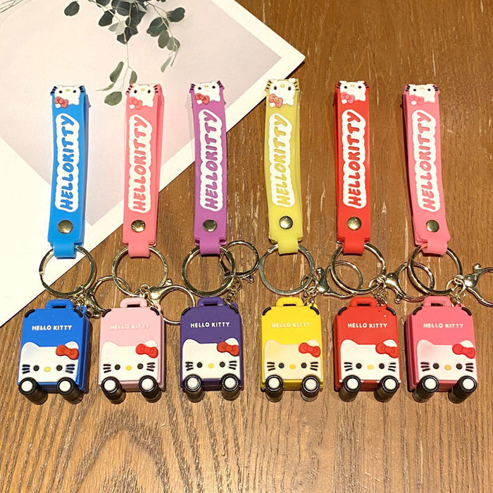 Wholesale Cute Cartoon Cat Luggage Keychain Pendant Soft Rubber Bag Charm Red Travel Accessory Gift