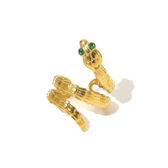 Wholesale Stainless Steel Snake-Shaped Turquoise Adjustable Rings