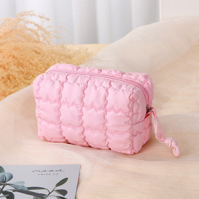 Wholesale Modern Chic Pink Octagonal Cosmetic Bag Polyester Travel Makeup Pouch Fashion Accessory For Resale