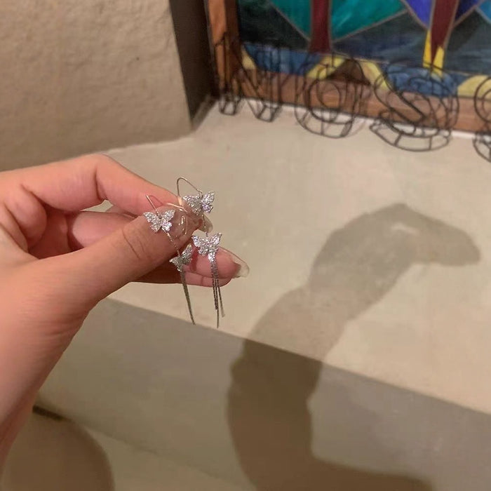 Wholesale Diamond Butterfly Tassel Earrings