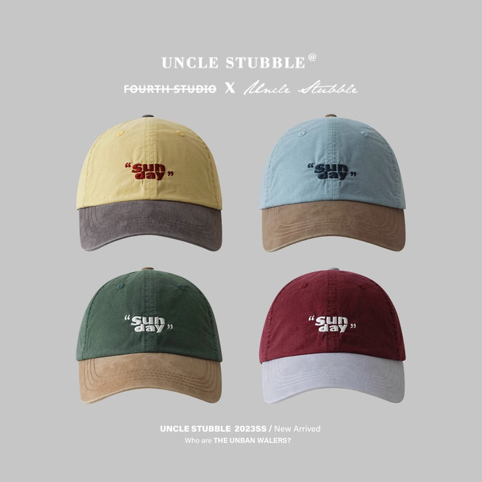 Wholesale Small niche color blocking design duckbill cap, personalized and fashionable outdoor retro sports hat, soft top baseball cap