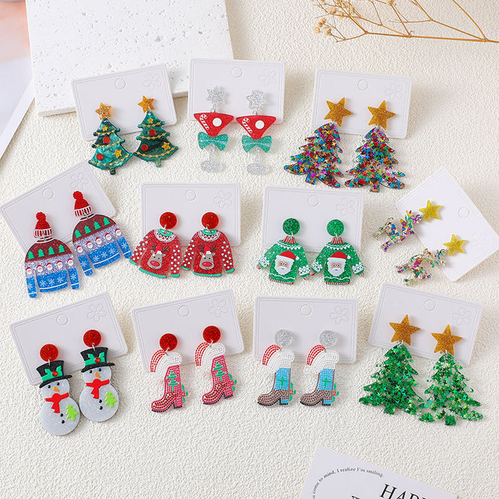 Wholesale Christmas earrings cute cute earrings Christmas tree snowflake women fashion jewelry