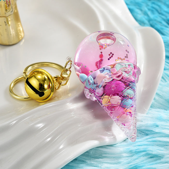 Wholesale Acrylic Oil-filled Ice Cream Beads Cartoon Keychain JDC-KC-ShuangD016