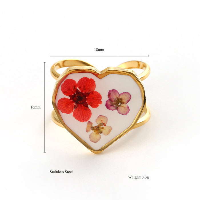 Wholesale Fashionable new dry flower series stainless steel ring high-end accessories niche design open ring bracelet