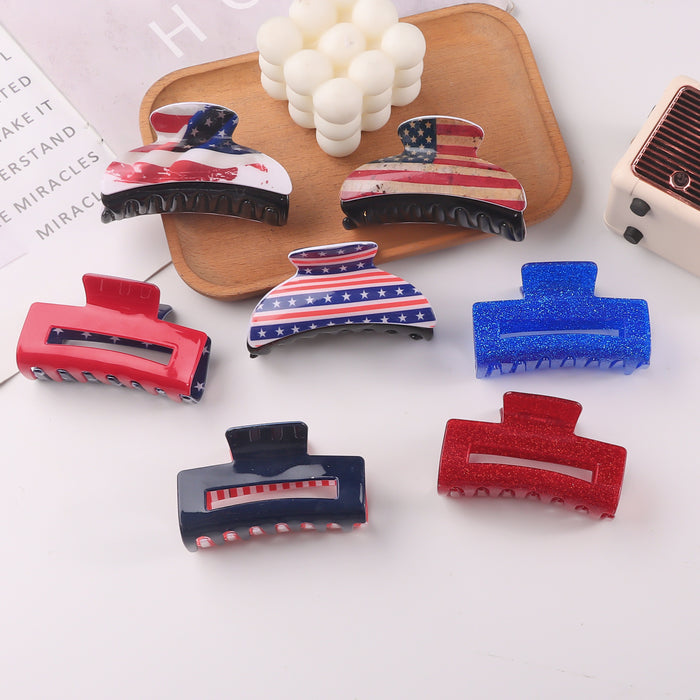 Wholesale Gold Powder Rectangular Clip Striped Star Hair Clips