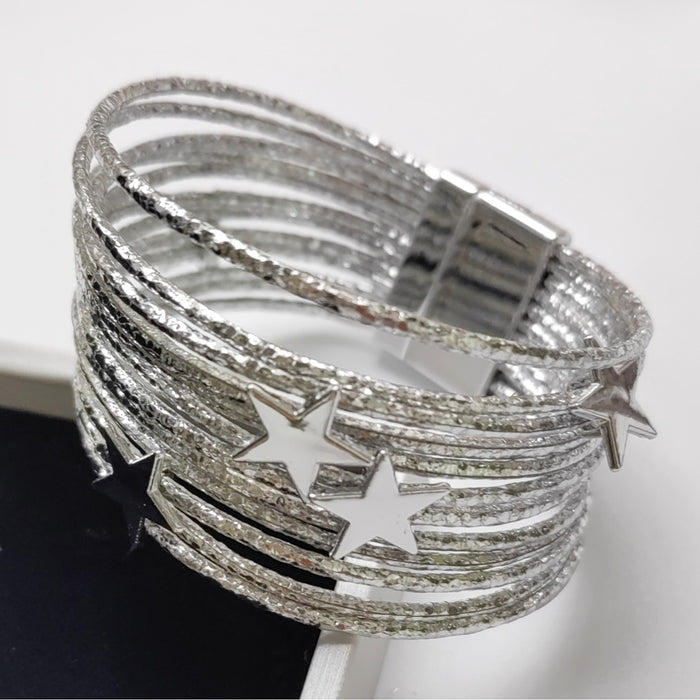 Wholesale Multi layer round bar bracelet, women's fashion bracelet, pentagram accessory, magnetic suction bracelet, wholesale of bracelet
