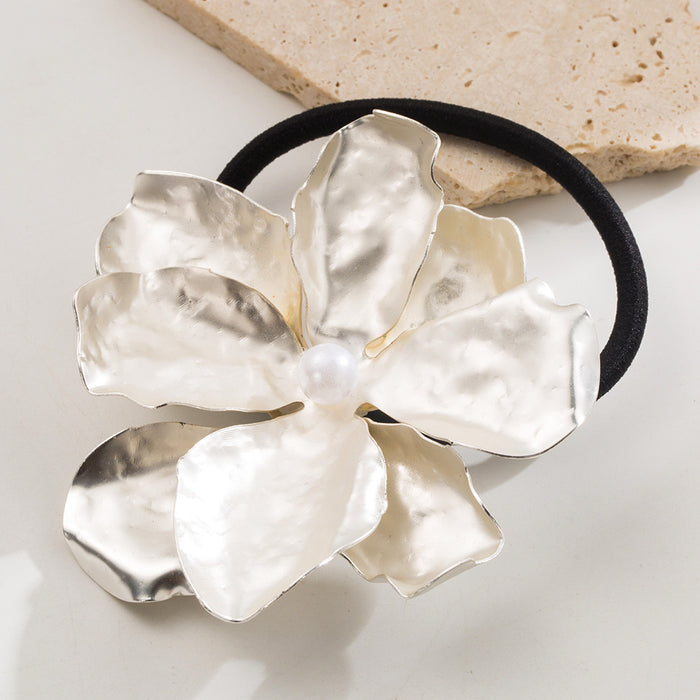 Wholesale flower metal high elastic hair ring sweet flower head rope hair accessories