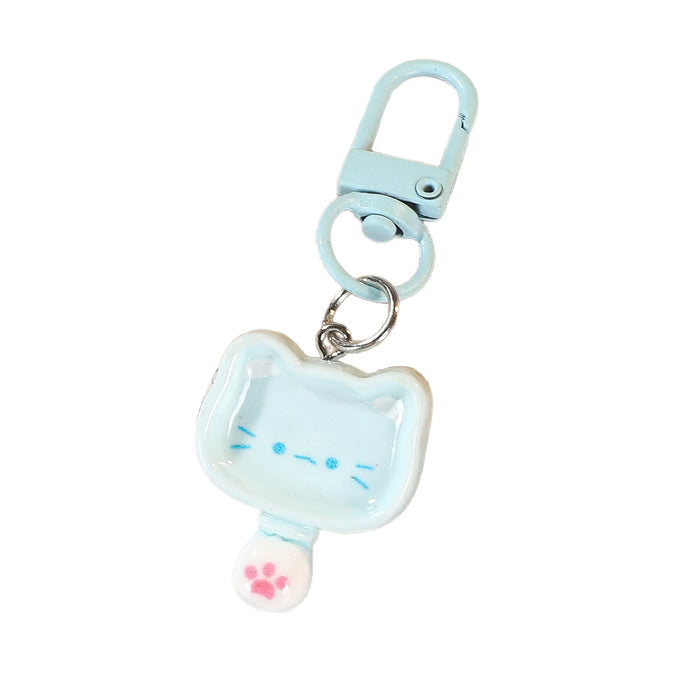 Wholesale Resin Cute Cartoon Blue Kitten Keychain Bag Charm Birthday Gift For Friend