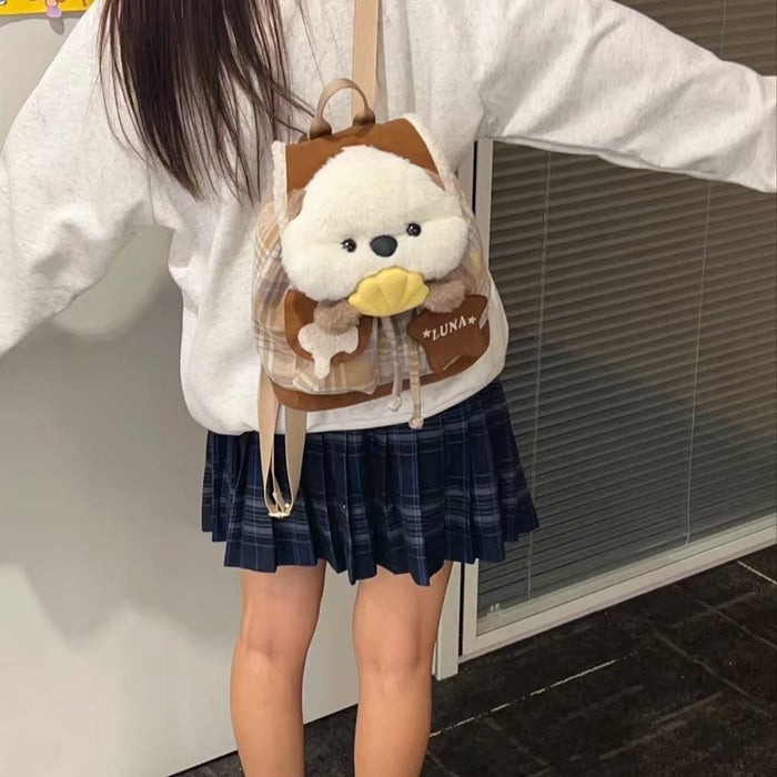 Wholesale Cute Plaid Shell Dog Large Capacity Cartoon Backpack