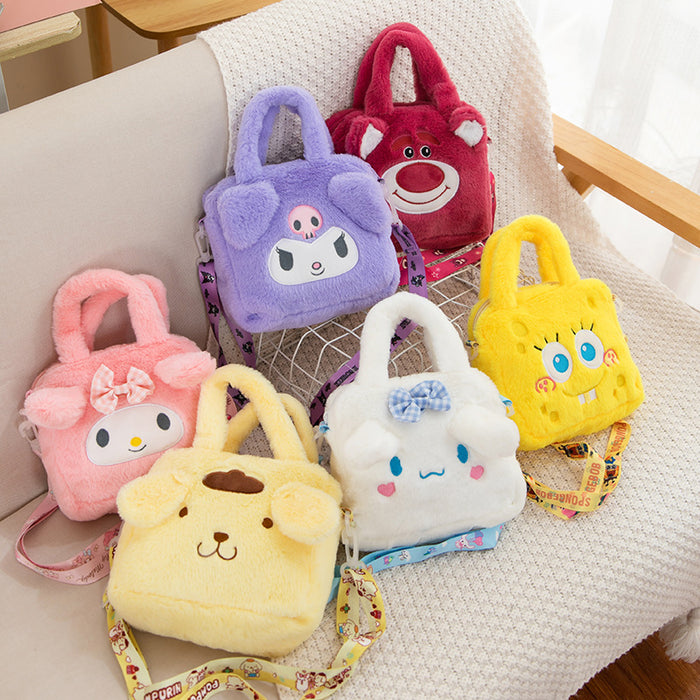 Wholesale Cartoon velvet bag children's cute all-match storage small change bag grab doll messenger bag