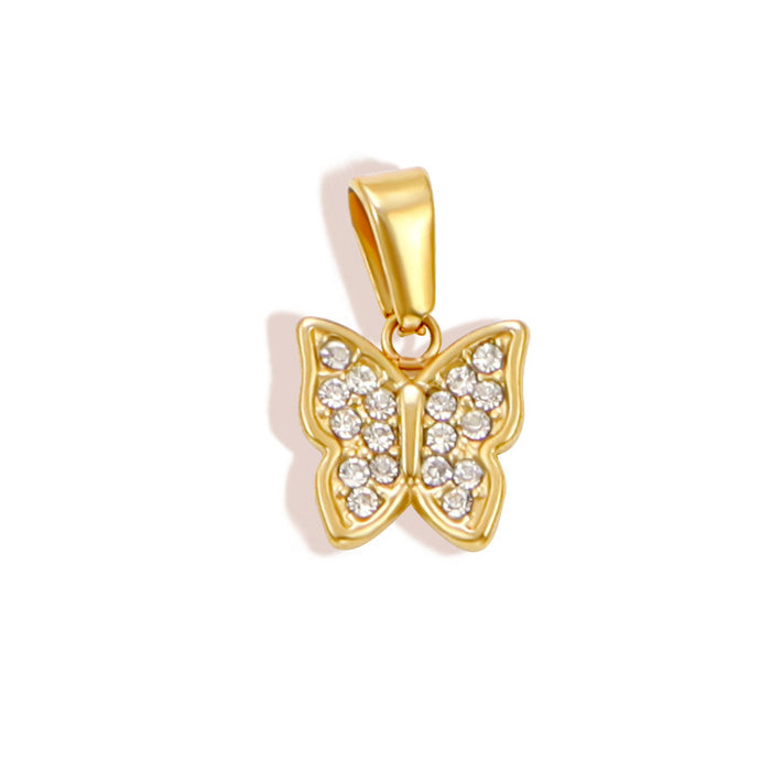 Wholesale 6pcs/set DIY diamond love four-leaf clover butterfly key geometric accessories stainless steel plated 24K gold pendant