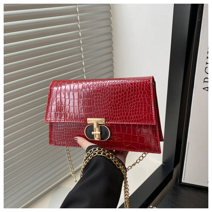 Wholesale Crocodile-patterned chain shoulder crossbody small square bag