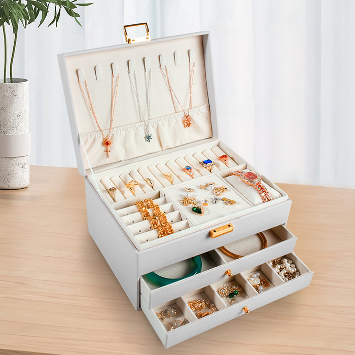 Wholesale Multifunctional Jewelry Box Three-layer Leather JDC-SB-ZX006