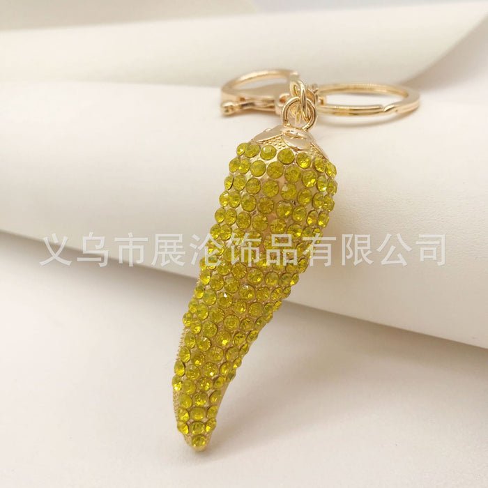 Wholesale Rhinestone Crown Oil Drop Chili Zinc Alloy Keychain JDC-KC-ZhanLun011