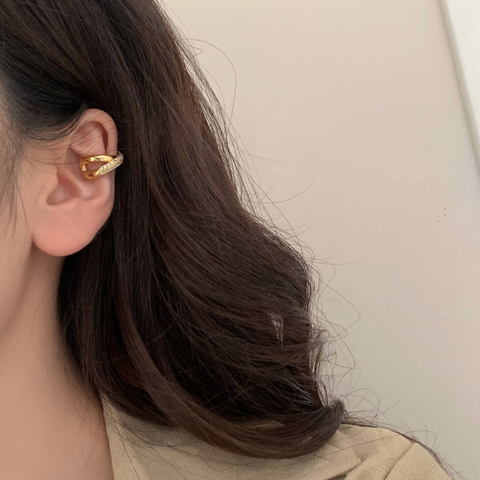 Wholesale Interlocking micro-inlaid zircon ear Clip Hoop Earrings