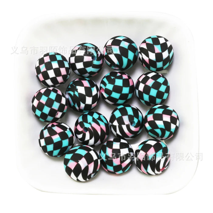 Wholesale 50pcs 15mm Grid Silicone Balls JDC-BDS-HongZhou012