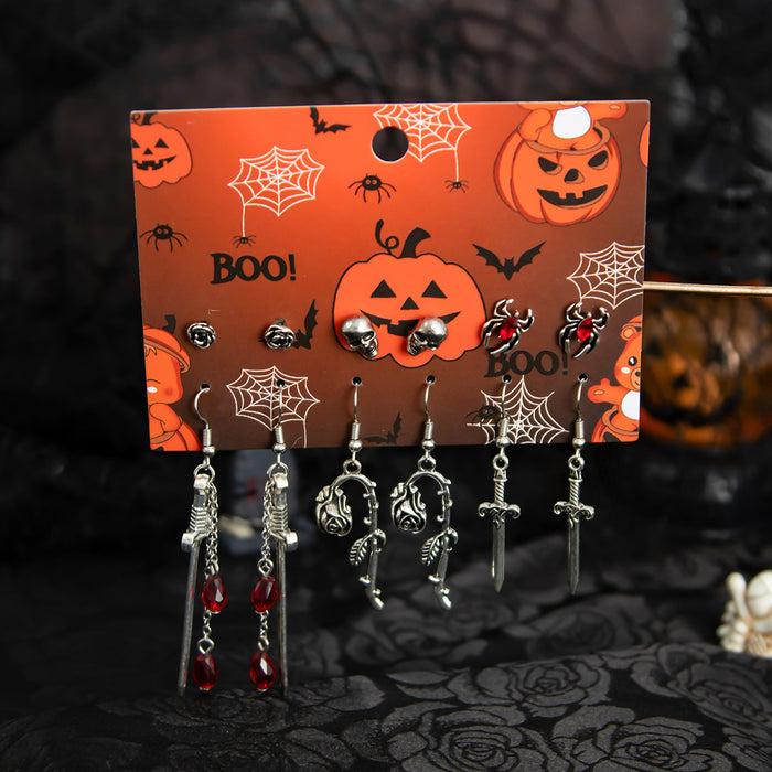 Wholesale Gothic  Skull Bat Earrings For Women Ancient Silver Alloy Punk Jewelry Accessory Party Wear Gift