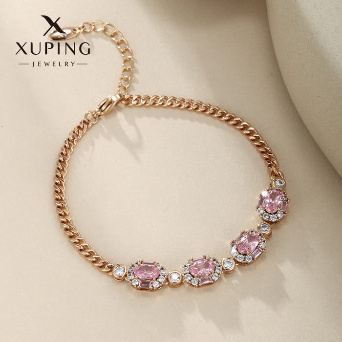 Wholesale Oval Pink Gemstone Bracelet for Women JDC-BT-XP008