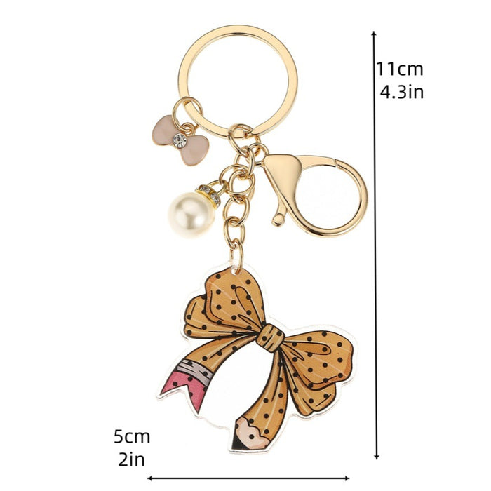 Wholesale Acrylic Pearl Bow Keychain